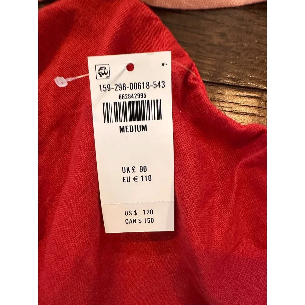 Abercrombie & Fitch Red Pink Floral Cutout Linen Blend Maxi Dress Womens Medium